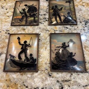 Vintage Silhouette Art Set - set of 4